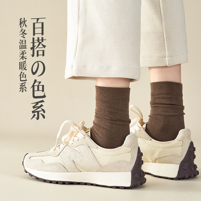 4双袜子女秋冬季白色中筒纯色棉袜堆堆袜百搭学生袜缩略图 5