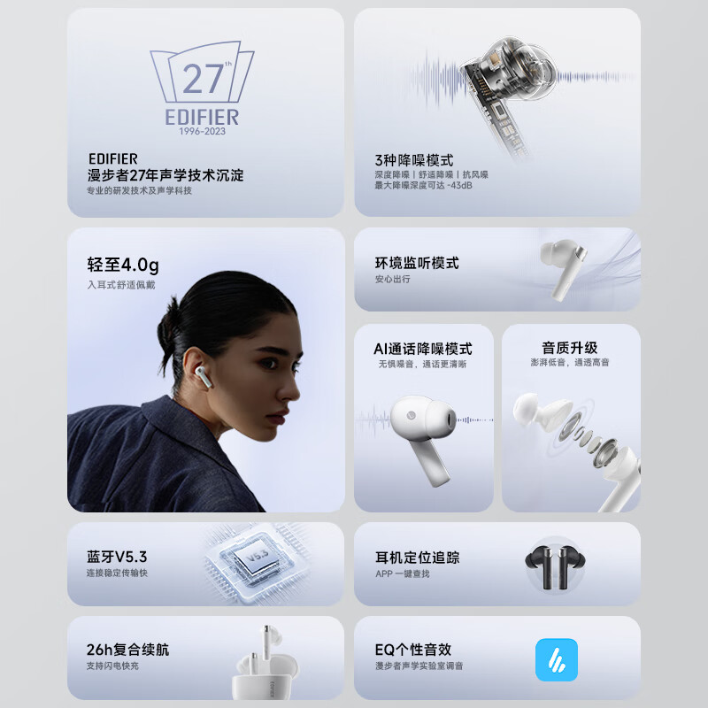 漫步者（EDIFIER) Zero Pro 主动降噪蓝牙入耳式耳机 适用苹果华为小米 情人节礼物 生日礼物缩略图 3