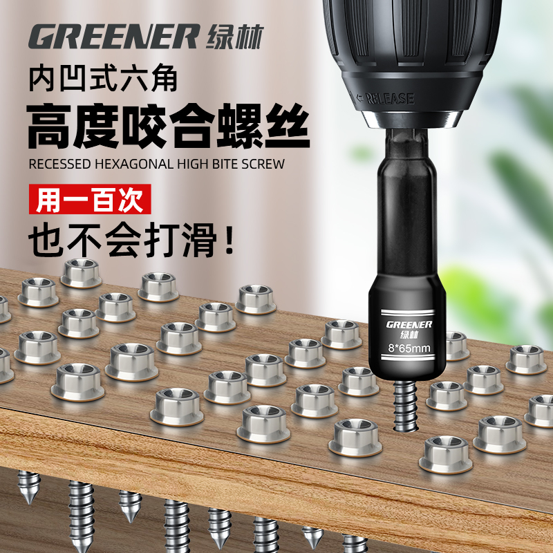 GREENER/绿林电动扳手套筒头内六角风批加深手电钻空心强磁套筒缩略图 2
