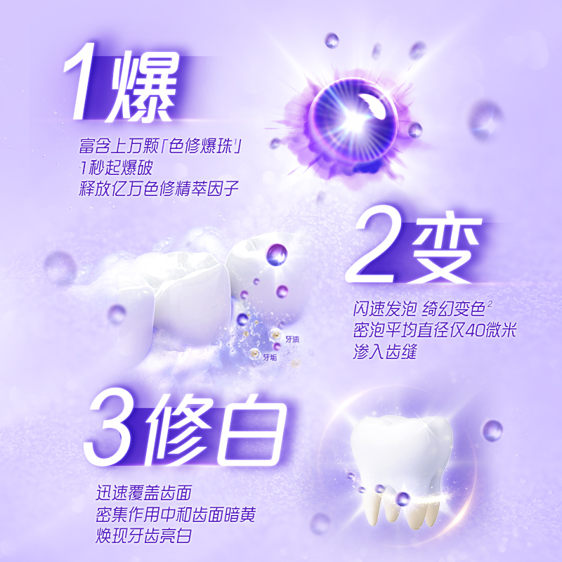 高露洁色修美白牙膏正品爆珠修白修正牙黄去渍清新口气洁牙缩略图 2