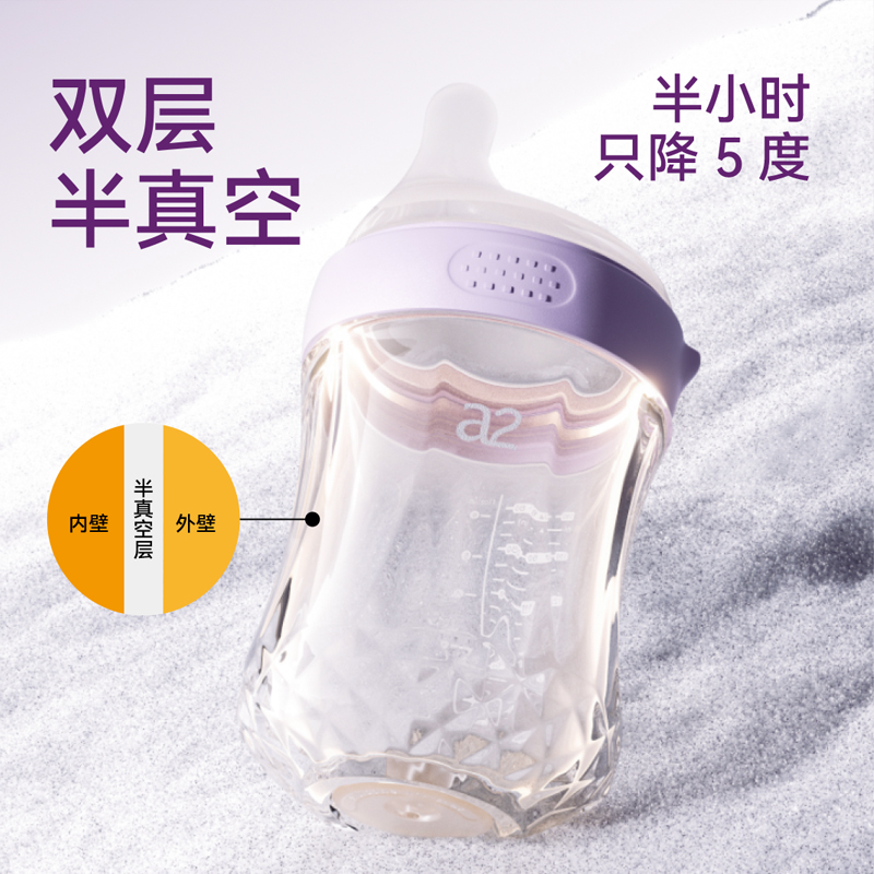 a2官方新生儿保温双层玻璃奶瓶0-6个月防呛奶奶瓶婴儿防胀气奶瓶缩略图 2