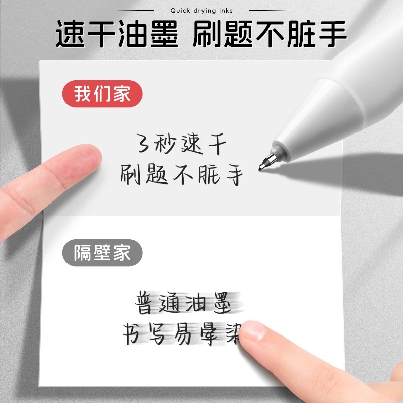 得力5支/盒速干按动中性笔0.5mm小白笔ST笔头黑色笔学生用笔考试笔书写刷题笔中性水笔碳素黑笔办公用品简约签字笔缩略图 2