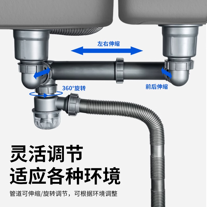 厨房洗菜盆下水管配件水槽排水管道下水器套装洗碗池防臭通用管子缩略图 3