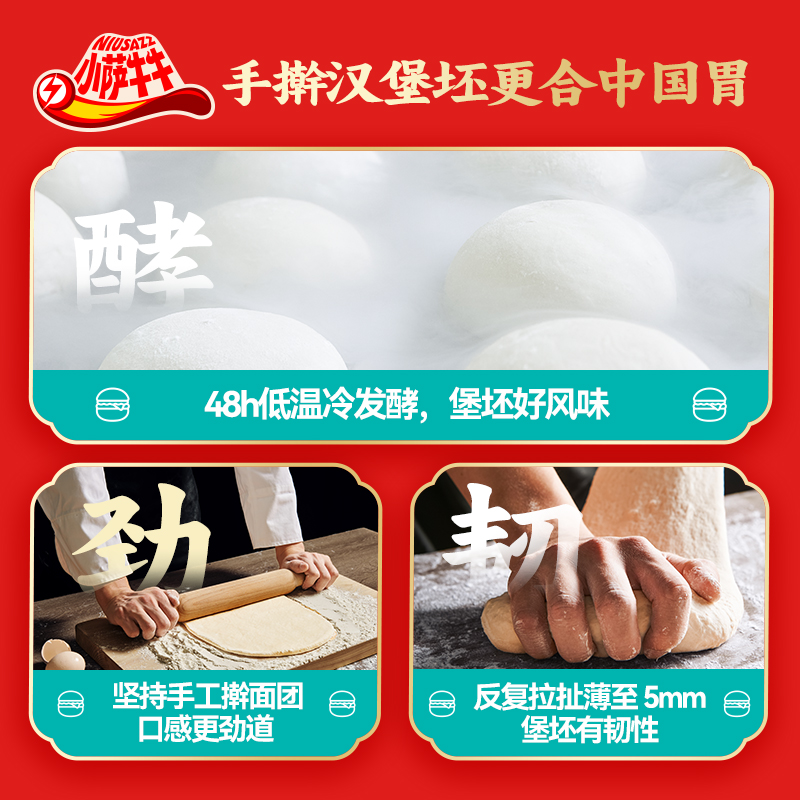 小萨牛牛安格斯牛肉中式汉堡（每日乐享餐牛肉汉堡100g*6）微波加热即食主图3